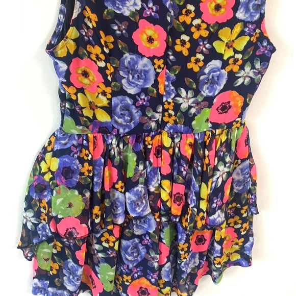 (A53) NEW Passion Fusion Floral Ruffled Deep V-Neck front Romper, Sz Small, NWOT - Picture 6 of 13